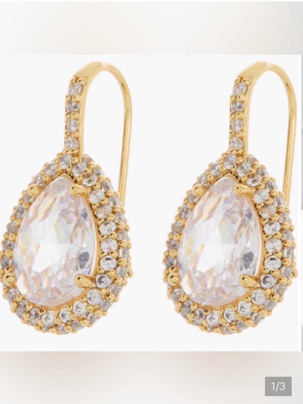 kate spade Gold Teardrop Halo Earrings with Clear Crystals